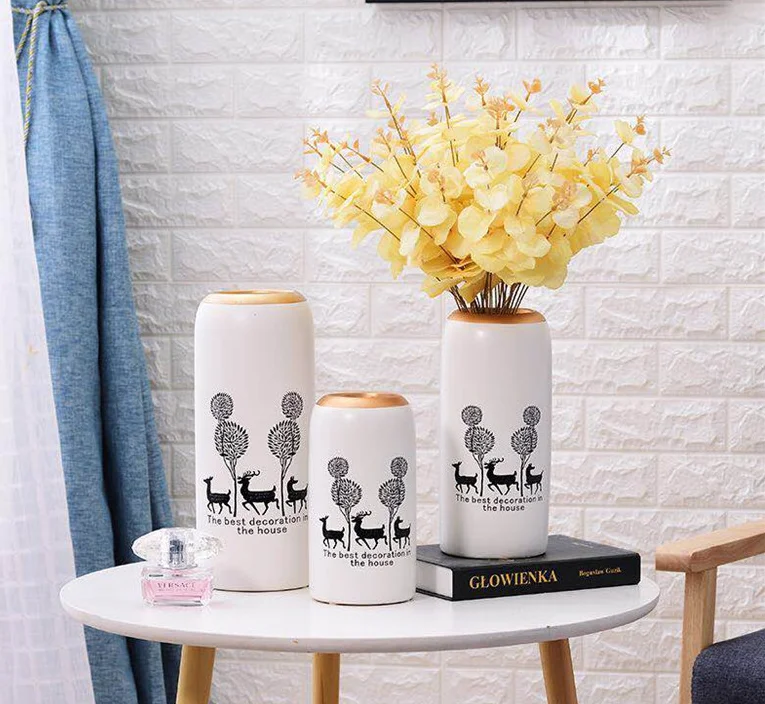 Настольные керамические и фарфоровые вазы для дома, серые вазы, декоративные вазы, керамические белые