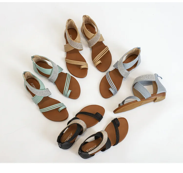 
2021 New Product Summer Flat Shoes Women Crisscross Slides Slippers Sandals 