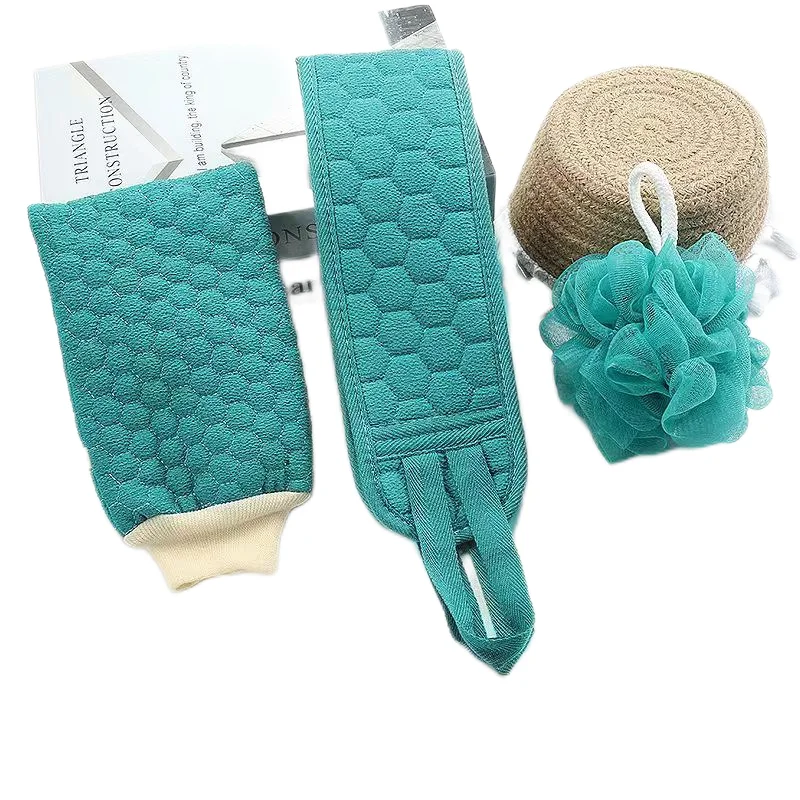 Skin Clean Bath Towel Set Exfoliating Bath Scrubber Back Belt and Soft Shower Ball Best Seller 3 PCS Glove Body Viscose Fiber