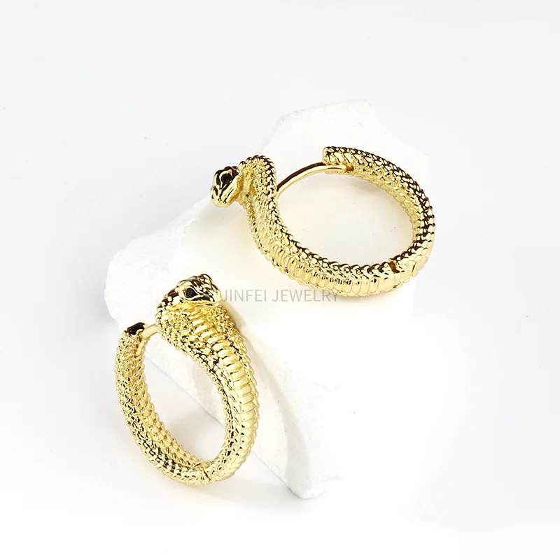 Hot Sale Wholesale Women Jewelry Exotic Style Metal Material Snake shape Plated Gold Earrings