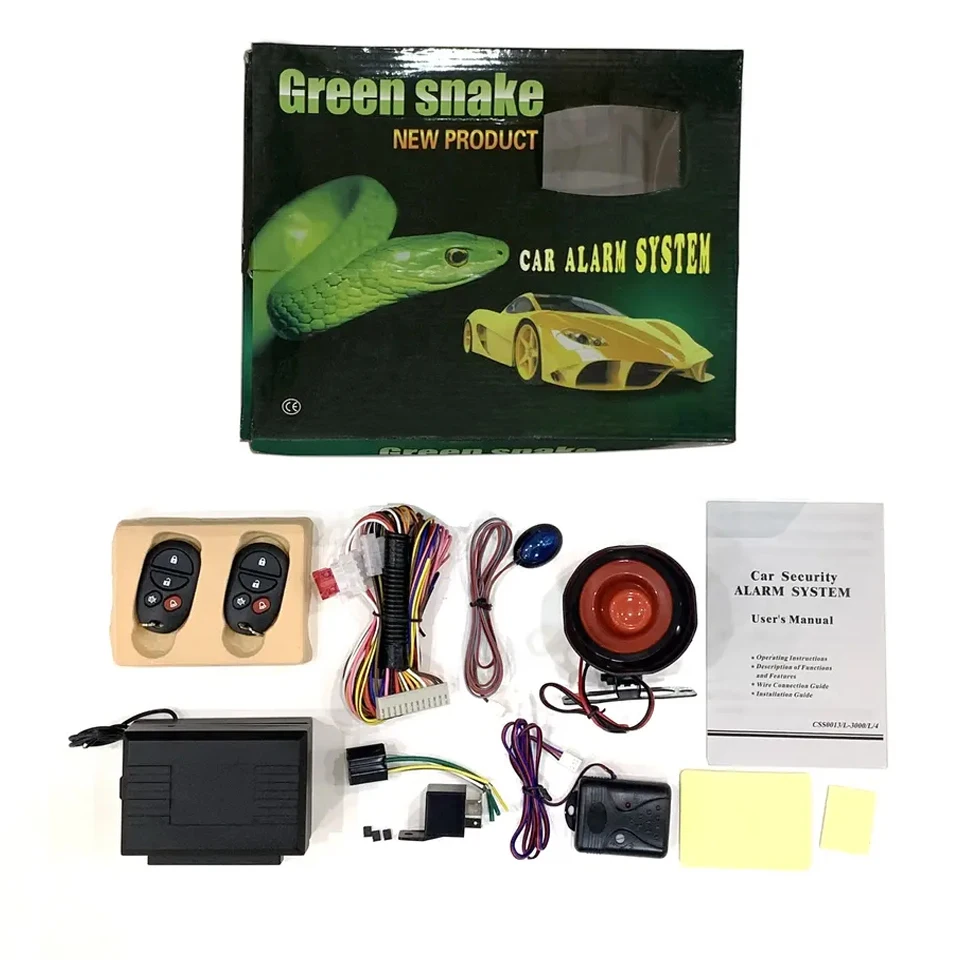 Wholesale universal green snake car alarm Vehicle Anti-hijack one way keyless entry car alarm system