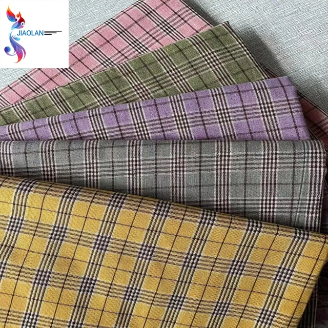 Hot selling ready goods woven 100% cotton yarn dyed shirt stock lot fabric in China