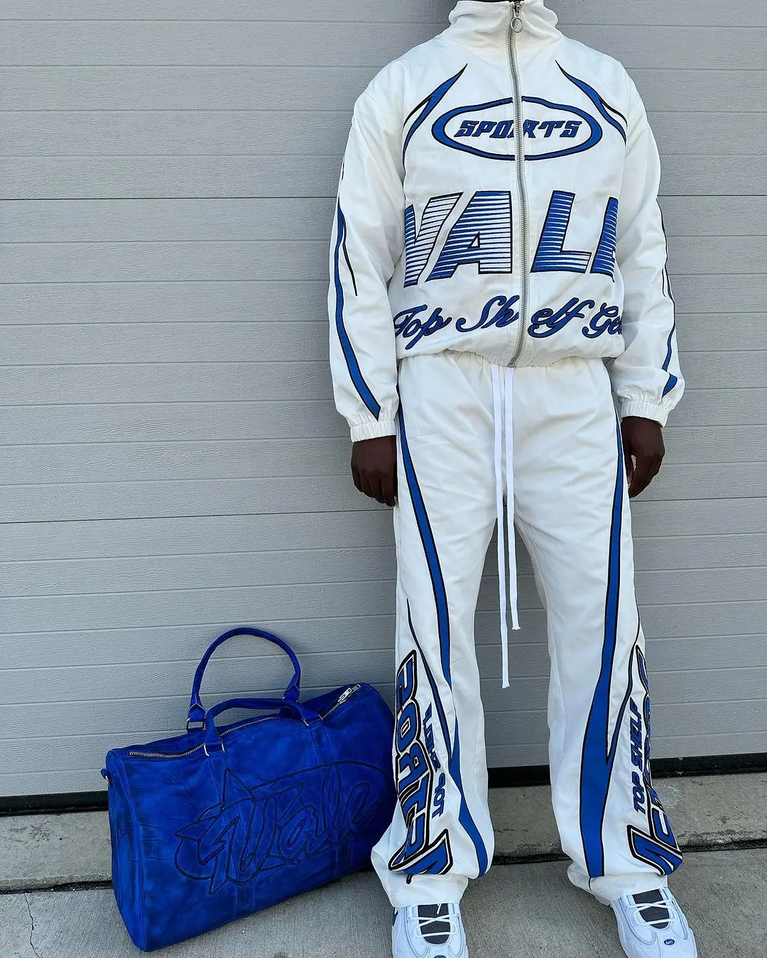 Custom Patchwork Tracksuit Zip Up Nylon Jacket And Pants Mens Jogger Gym Sets Embroidered Nylon Track Suit