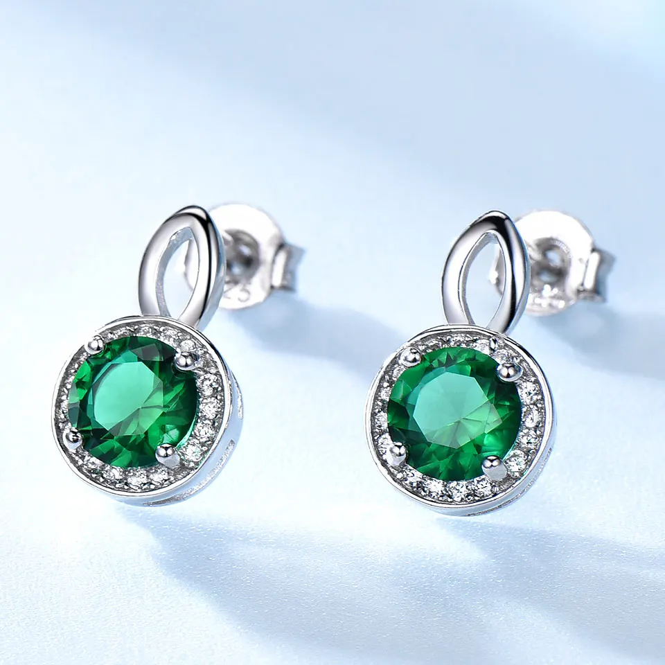 925 Silver Luxury Jewelry Set Earrings and Necklace AAA Green Zircon Bridal