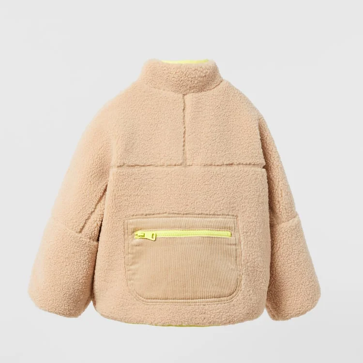 Hot Sale OEM Custom Terry Fleece Kids Jacket Sherpa Hooded Coat For Boys