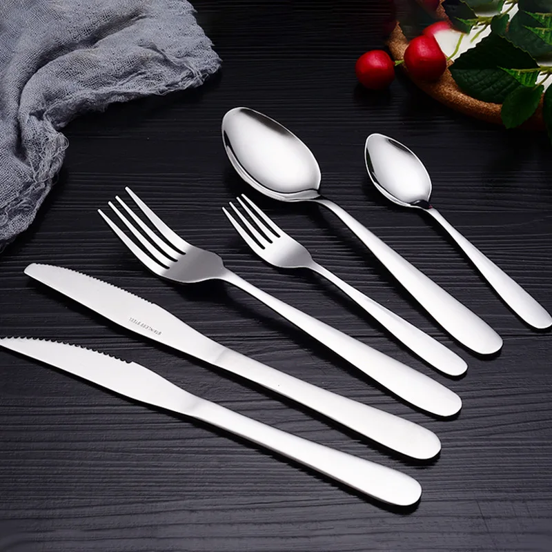 Savall HoReCa Cheap custom new spring silver stainless steel 1012 cutlery set flatware Knife Fork Spoons Dinner Set for hotel