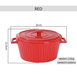 Hot sale  color striped texture glazed ceramic casserole with two handle with lid