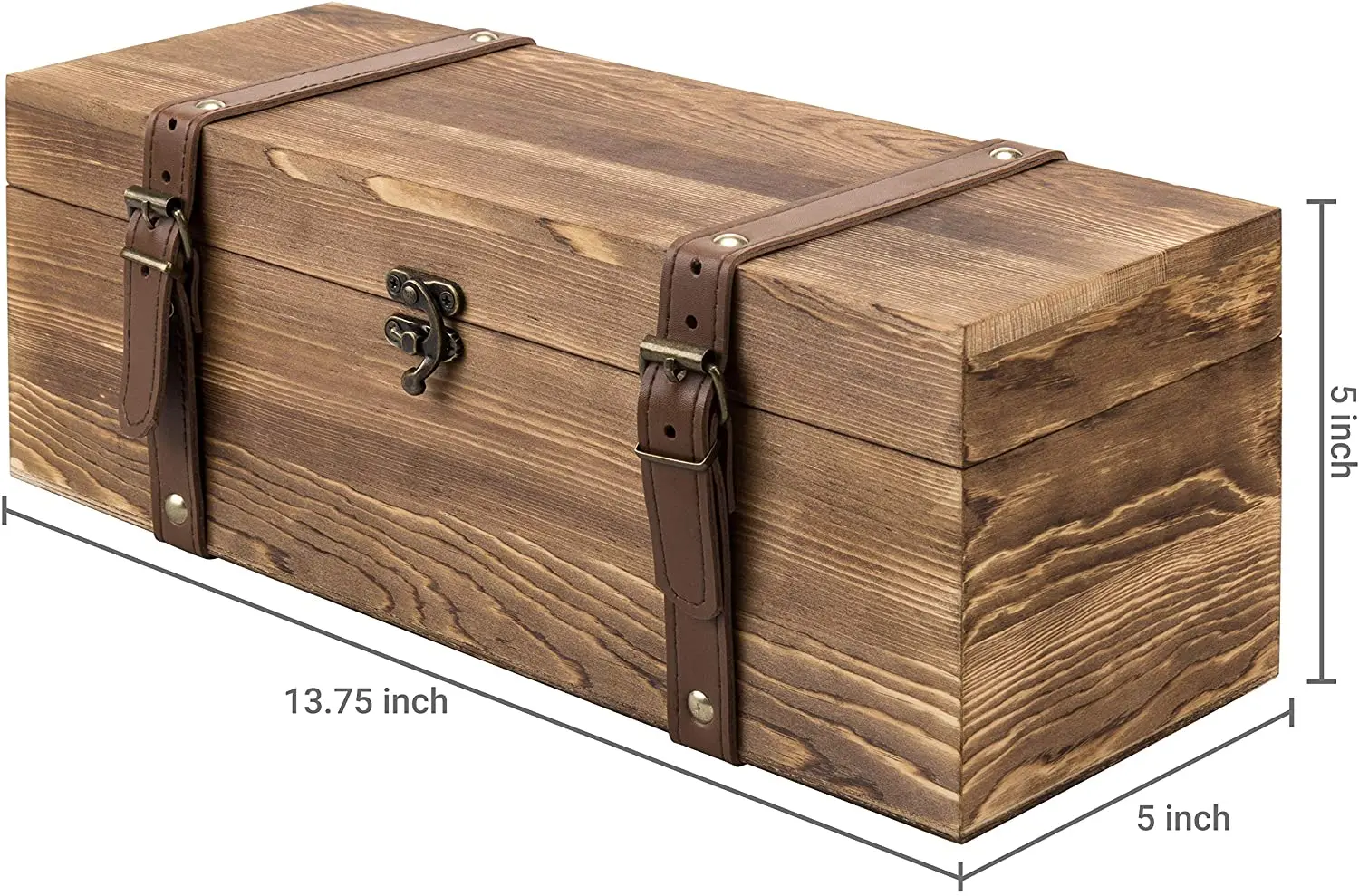 Vintage Brown Wood Single Bottle Wine Gift Box with Leatherette Straps Single Bottle Storage Box For Wine Champagne Craft Beer