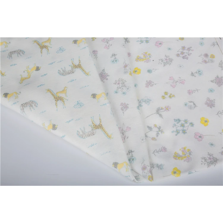 high quality custom Printed muslin knitted fabric 100% cotton for Neckline