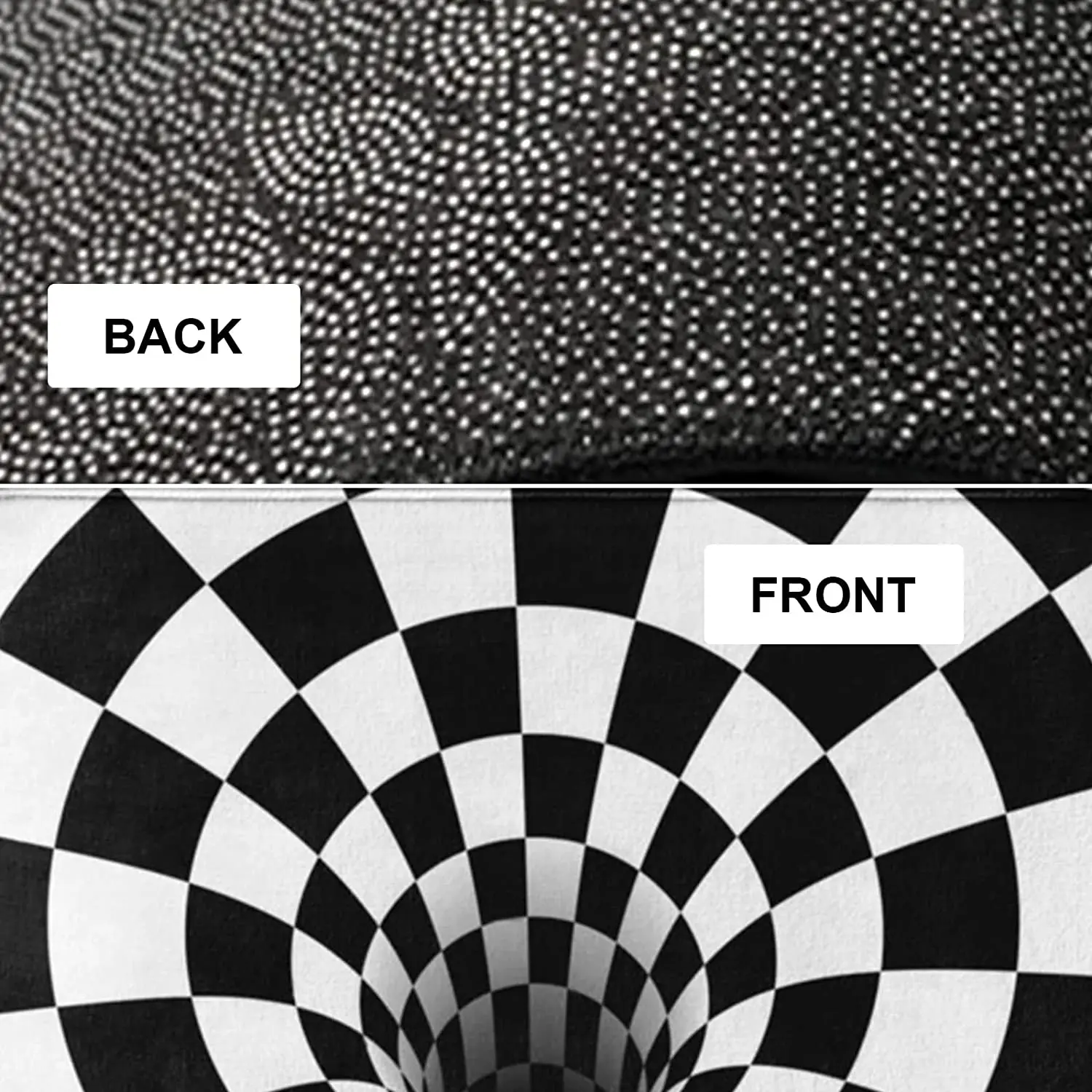 Optical Illusion Rug 3D Stereo Checkered Vortex Non-Slip Area Rug for Dining Room Carpet Home Bedroom Decor Floor Mat