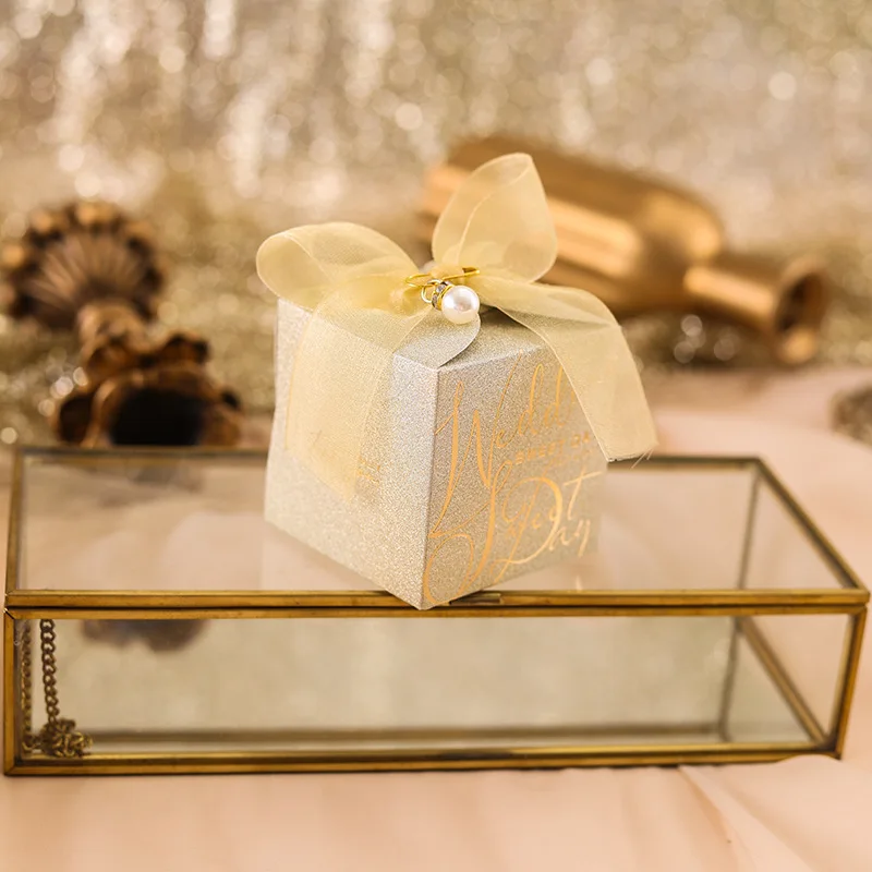 Hot Sale Luxury Gold Foil Candy Box Wedding Gift Packaging Sugar Paper Box Party Favor Small Gift Package