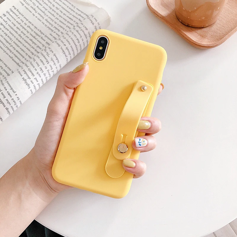 Soft Frosted TPU Blank Case with Wrist Band Cell Phone Case Wholesale Matte TPU Back Cover for iPhone X/xs max