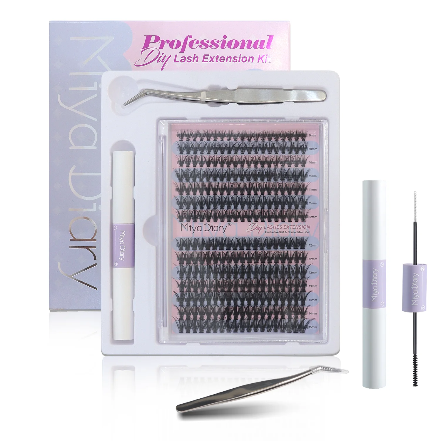 Wholesale handmade waterproof diy lash Kit Eyelash Extension Kit Diy Pre-Cut Segmented Lash strap tweezers