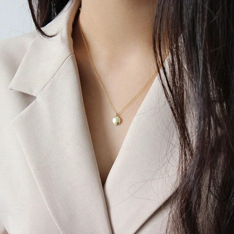 Sterling silver 925 jewellery 18k Gold Vermeil Blank Disc Pendant Necklace For women