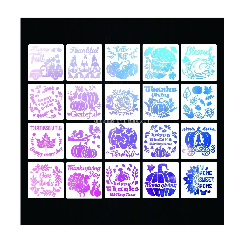 20Pcs Hello Fall DIY PET Stencils Autumn Pumpkin Template Plastic laser Stencil For Thanks Giving day Home decorate