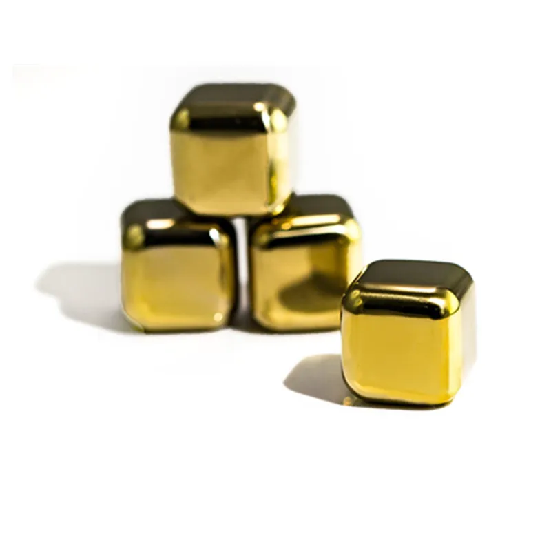 Spot hot selling frozen golden stainless steel ice ball square ice tartar, metal quick-frozen whiskey stainless steel ice cubes