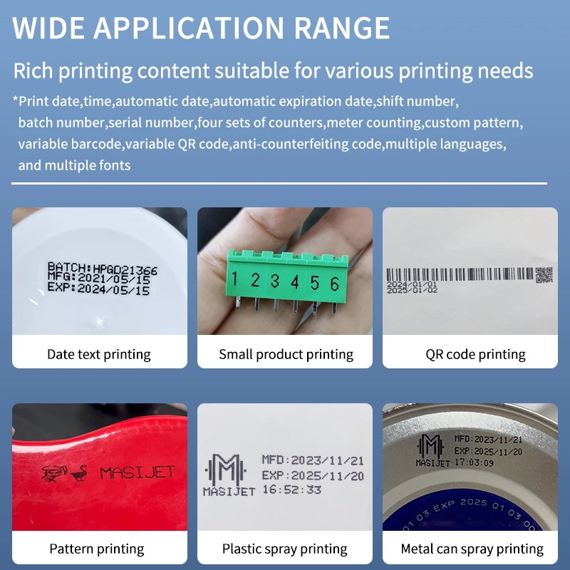 MASIJET Arabic Hot Selling High Quality HD Online Inkjet Printers Validity Shelf Life Encoder Free Ink