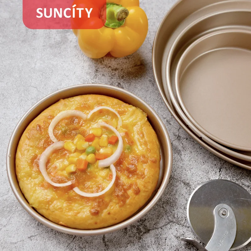 Плотная утолщенная короткая тарелка для пиццы с твердым дном, круглая антипригарная форма для приготовления пиццы на гриле, приспособление для выпечки