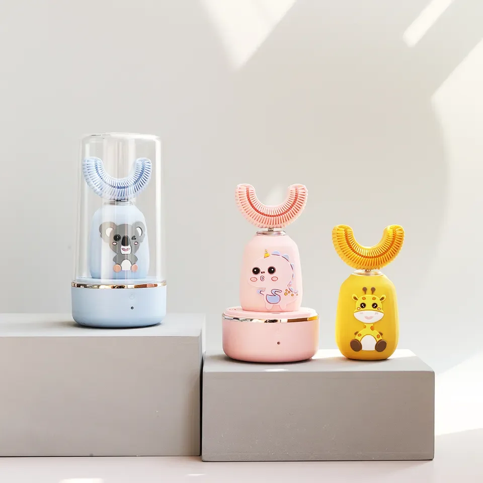 Заводская цена, портативная Персонализированная ультразвуковая зубная щетка 360 градусов, U-образная Детская электрическая зубная щетка