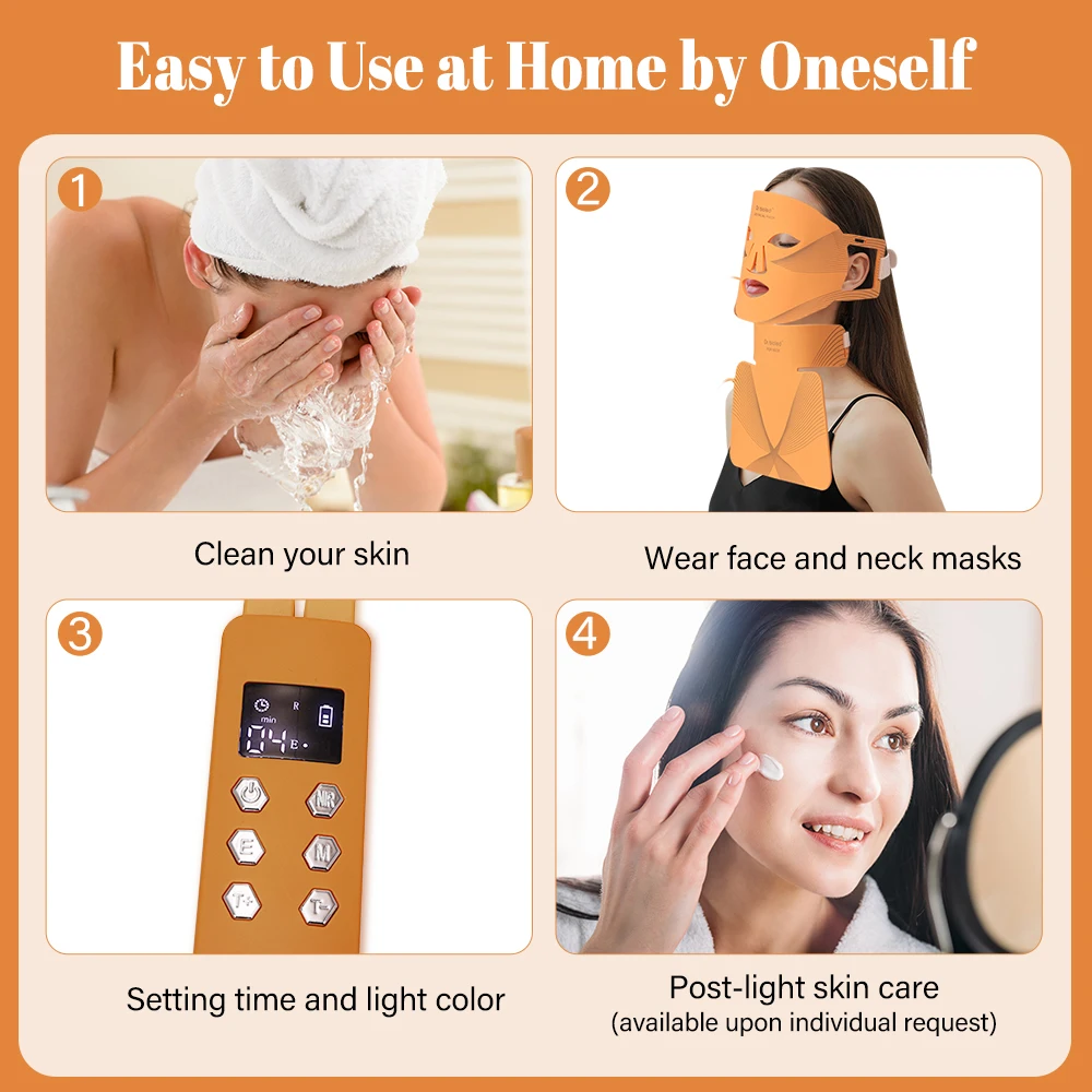 LED facial mask light therapy machine 8 color silicone red light therapy mask