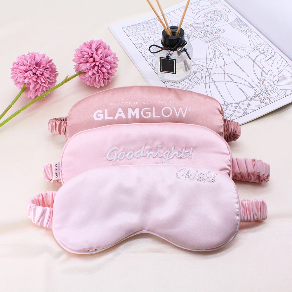 luxury private label black reusable soft insomia custom satin sleep eye mask