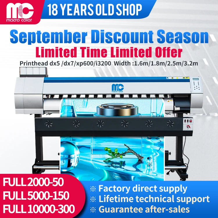 MC 1.6m 1.8m large format indoor outdoor water-based eco-solvent inkjet sublimation printer printing plotter
