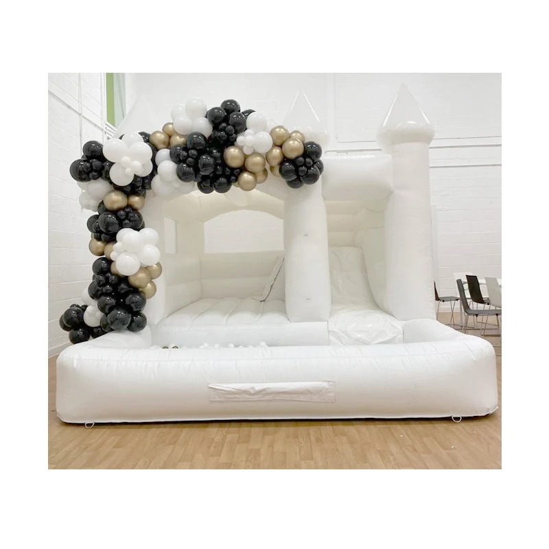 Commercial kids inflatable bouncer with slide bounce house jumping castle white wedding bouncy castle with ball pit for sale