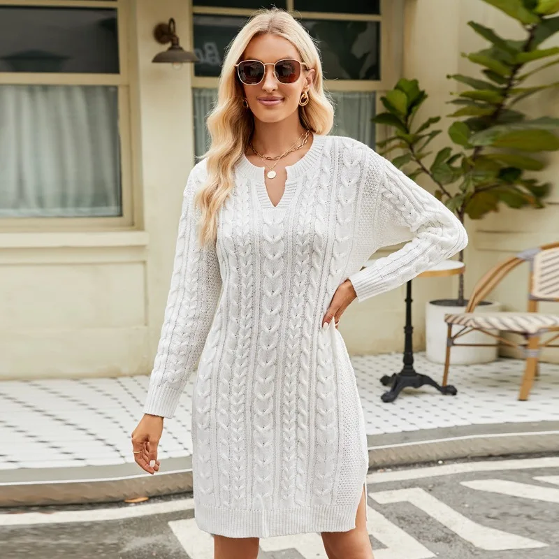 Best selling 2024 new model white relax sweater skirt set knitted sweaters for woman