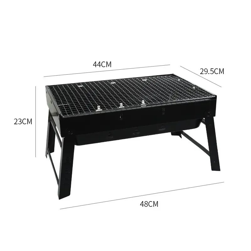Cheap Black Steel Foldable Square Barbecue Stove Picnic Mini Portable Camping Small Charcoal Grills Bbq Outdoor