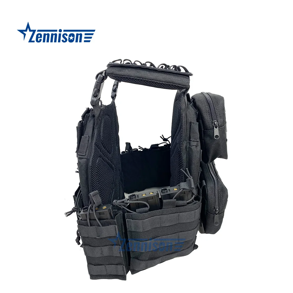 Outdoor Woodland Black Tactical Vest Quick Release Combat Plate Carrier Vest