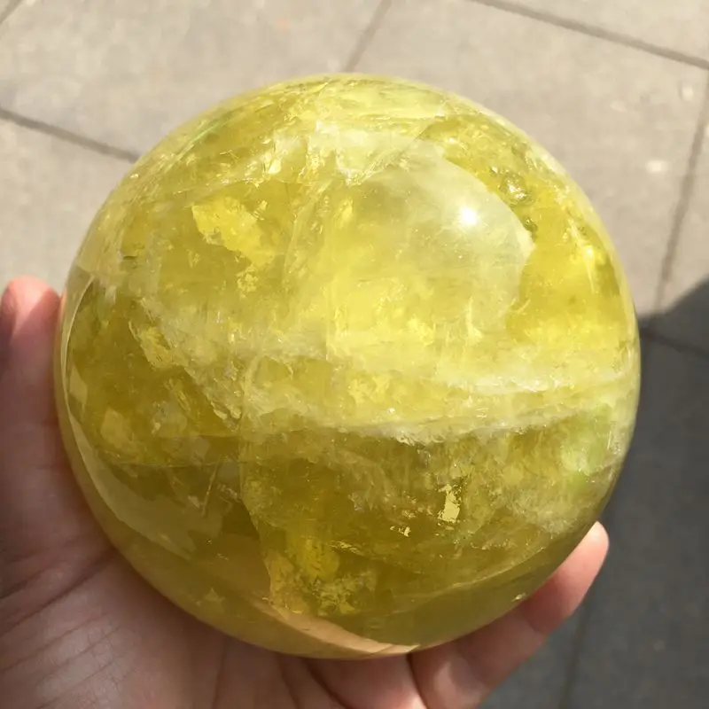 Wholesale magic natural yellow quartz rock citrine healing crystal sphere ball
