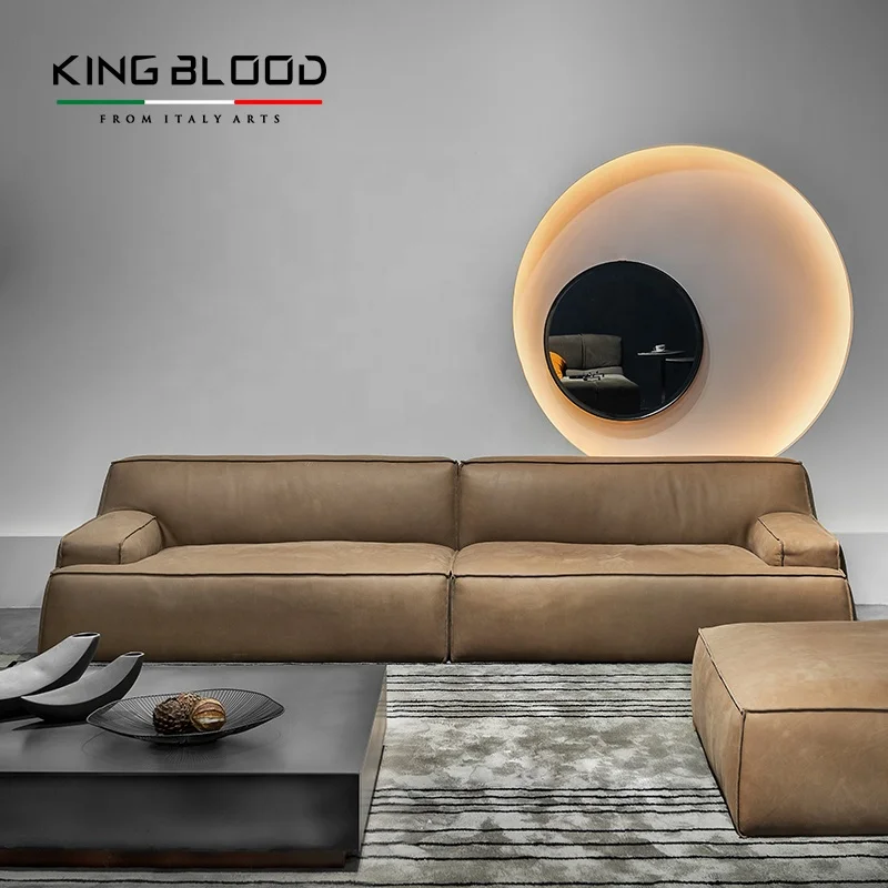 china factory sofa modern oil wax cowhide genuine light nubuck leather sofa sets