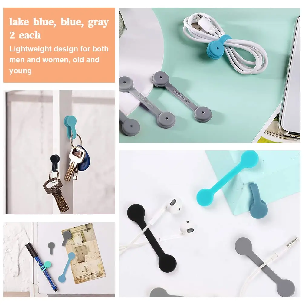 Customized Reusable Soft Silicone Strong Magnetic Cable Tie Reusable Table Lines Magnetic Storage Clip For Magnetic Organizer
