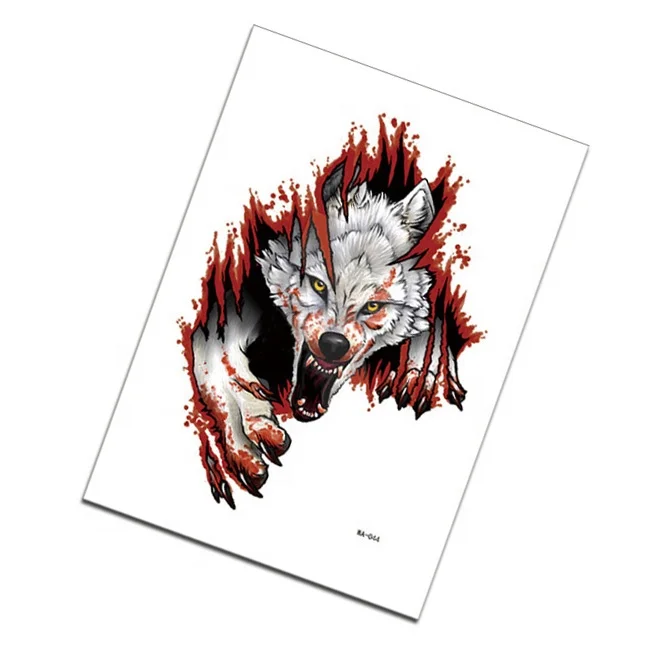 Wholesale Waterproof Long Lasting Temporary Men Animal Wolf Tattoos