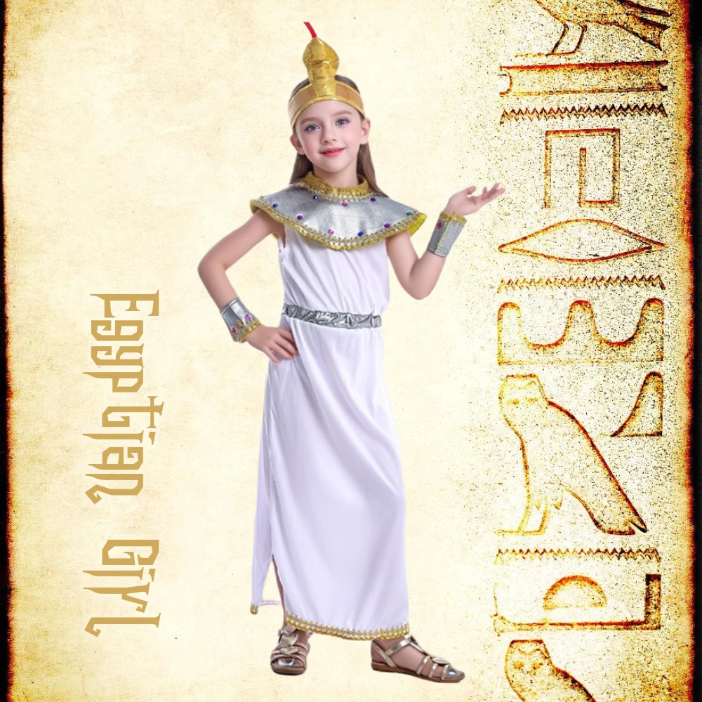 Girl Ancient Egyptian Nile Queen Princess Cleopatra Cosplay Halloween Party Costume Dress