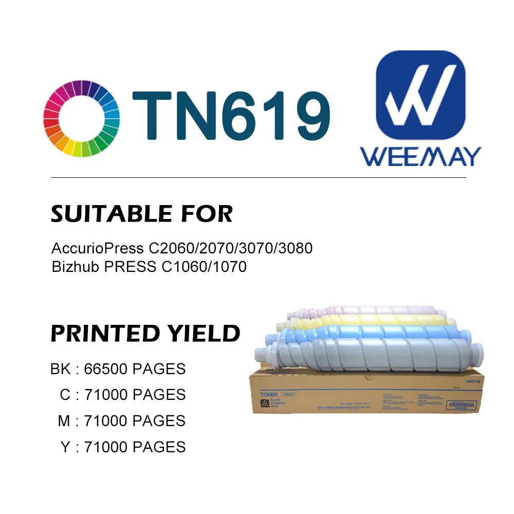 Weemay TN619 Toner Cartridge Compatible Konica Minolta Tn619 for Bizhub PRESS C1060 C1070