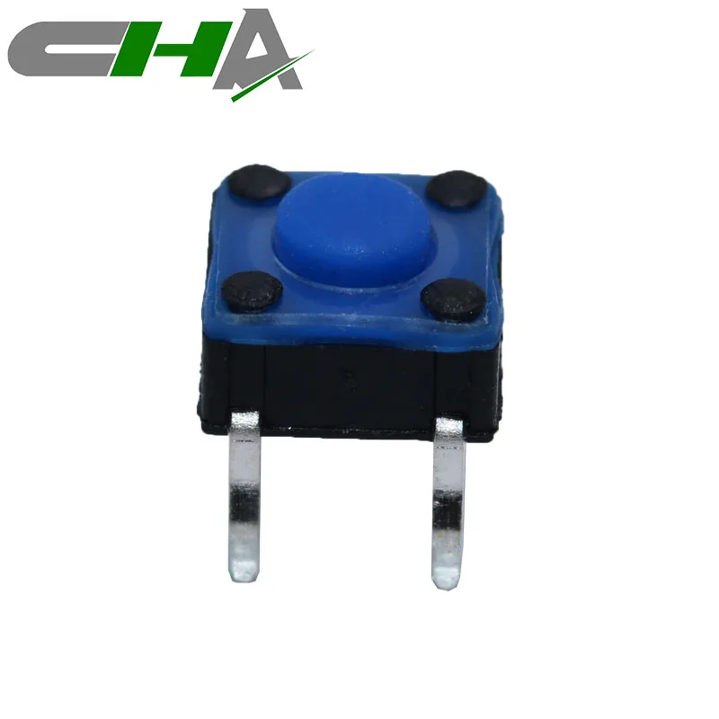 CHA 6*6mm Round Head 4PIN Straight Type Long Life IP67 Waterproof Tact Switch with blue handle
