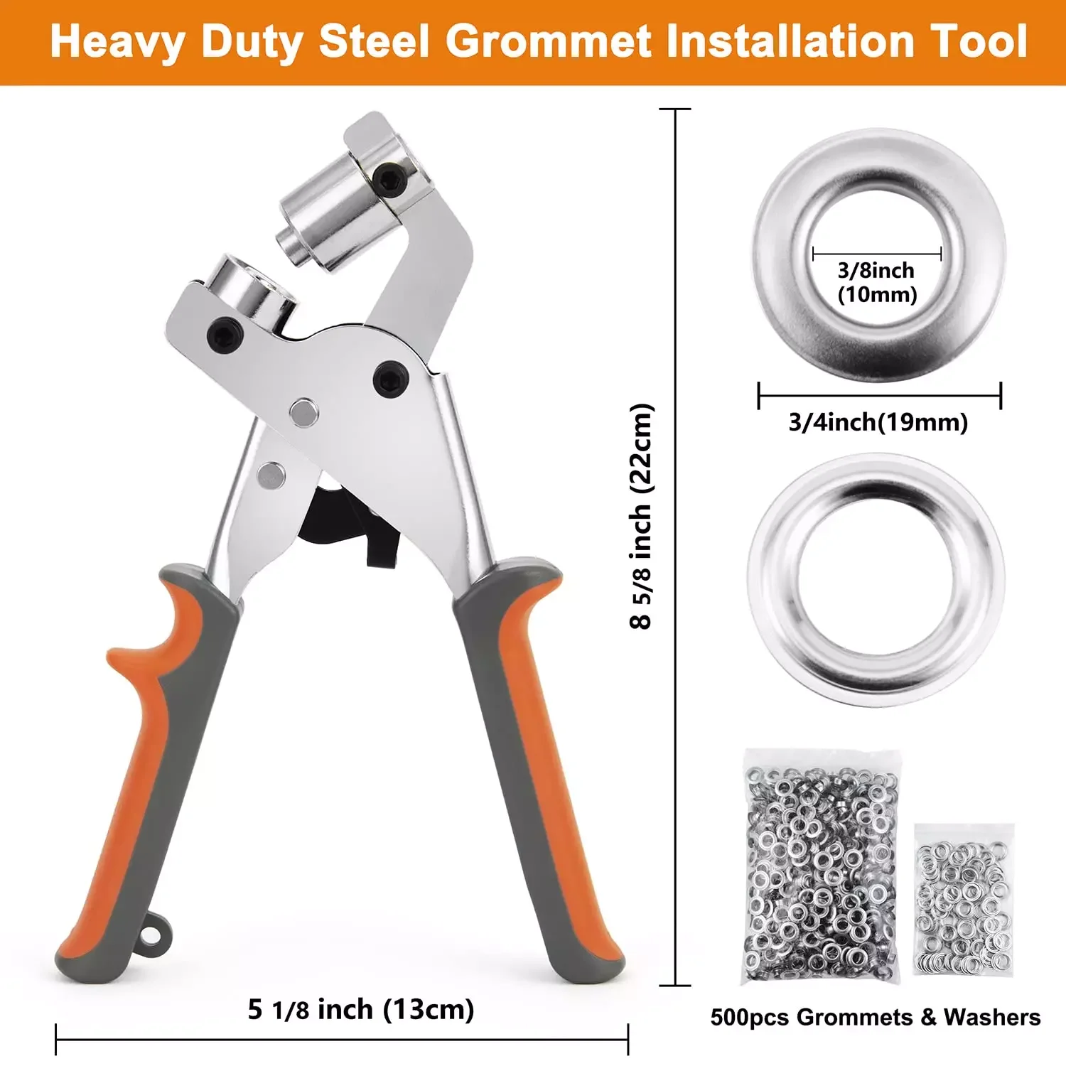 Grommet Tool Kit - 3/8 Inch Handheld Eyelet Pliers Set Portable Hole Punch Pliers with 500pcs Eyelets Grommets for  Fabrics