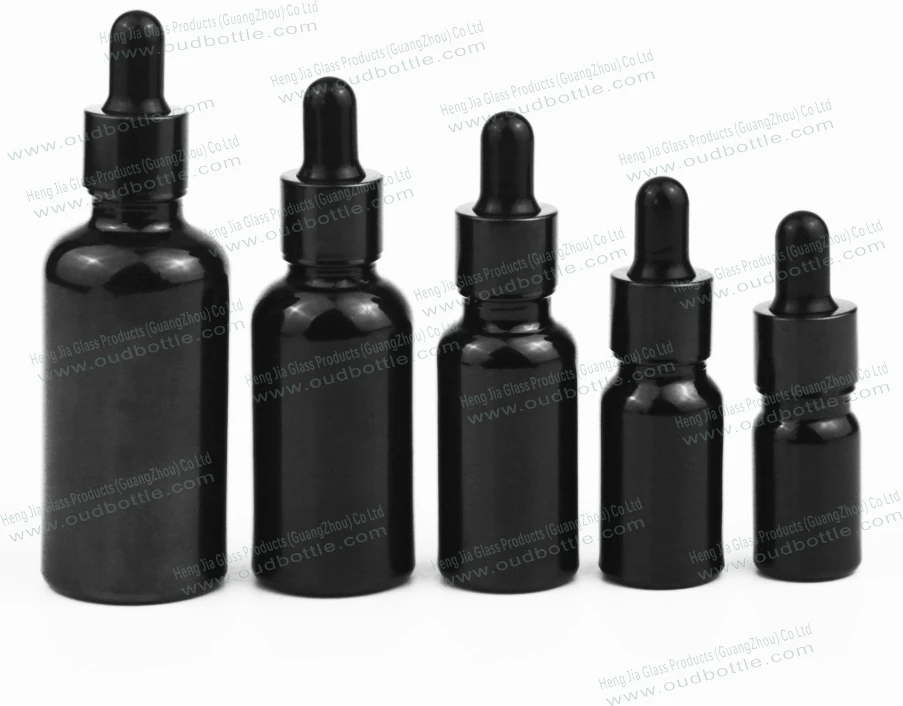 10ml 15ml 20ml 30ml 1 oz 50ml 100ml gloss black shiny dark violet color glass dropper bottle black essential Beard oil bottles