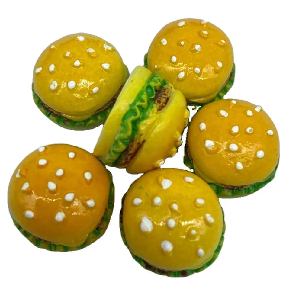 100PCS/BAG Sesame Burger Flatback Resin Charms For Slime Mobile Case Keychain DIY Craft Decoration Flat Back Resin