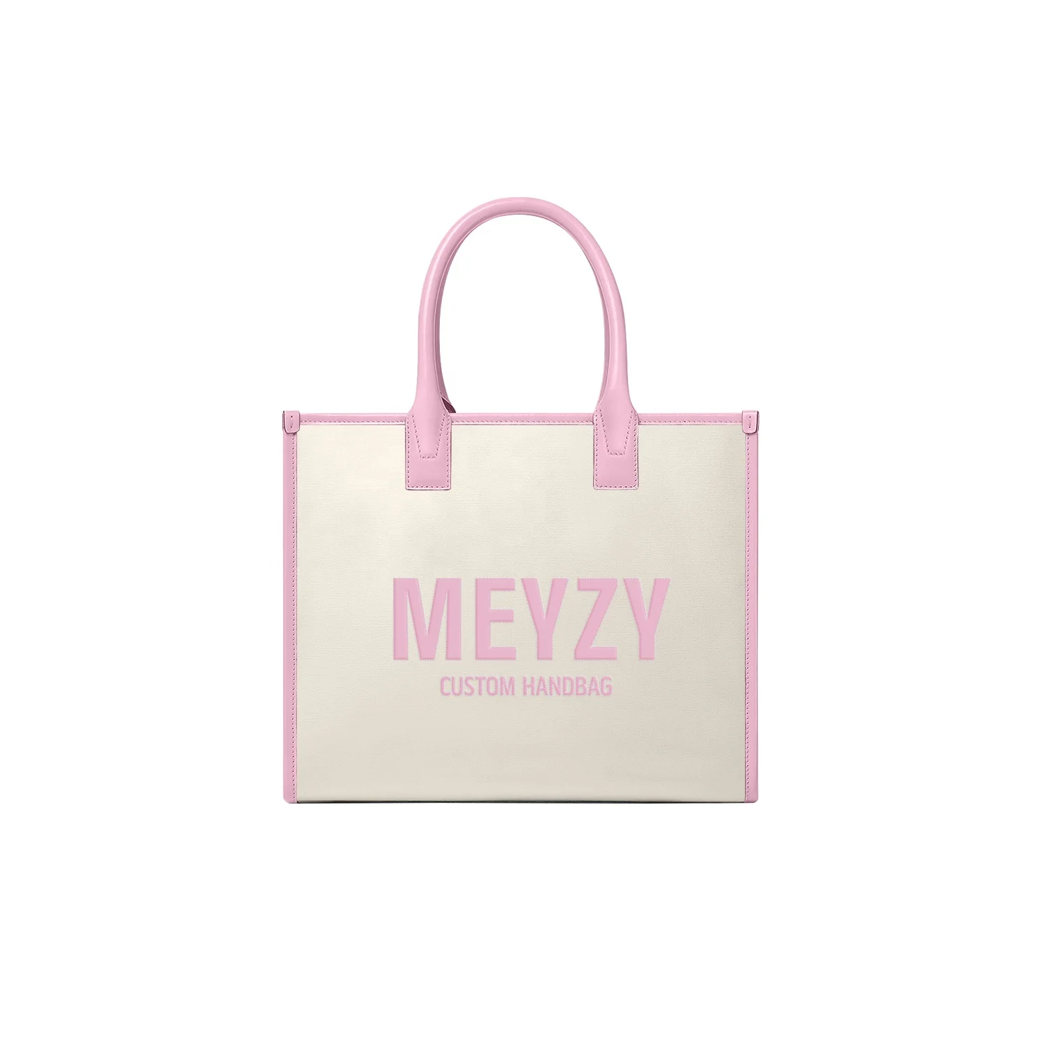 Fashion Custom Logo Print Large Embroidery Cotton Canvas Tote Bag Canvas With Leather Handles