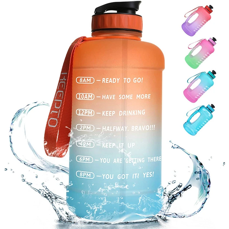 Custom Logo KEEPTO 64OZ Fitness And Outdoor Leakproof BPA Free Sport Gallon Motivational Water Bottle With Time Marker