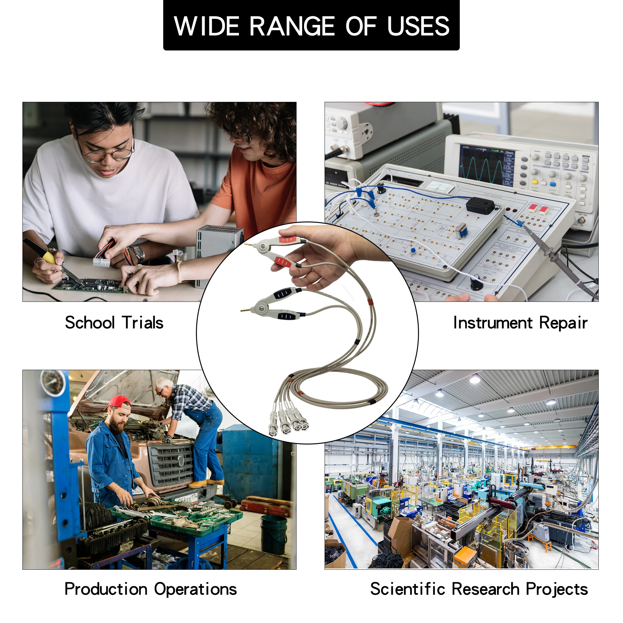 Kelvin Alligator Clip With 4 BNC Test Lead set for LCR Meter