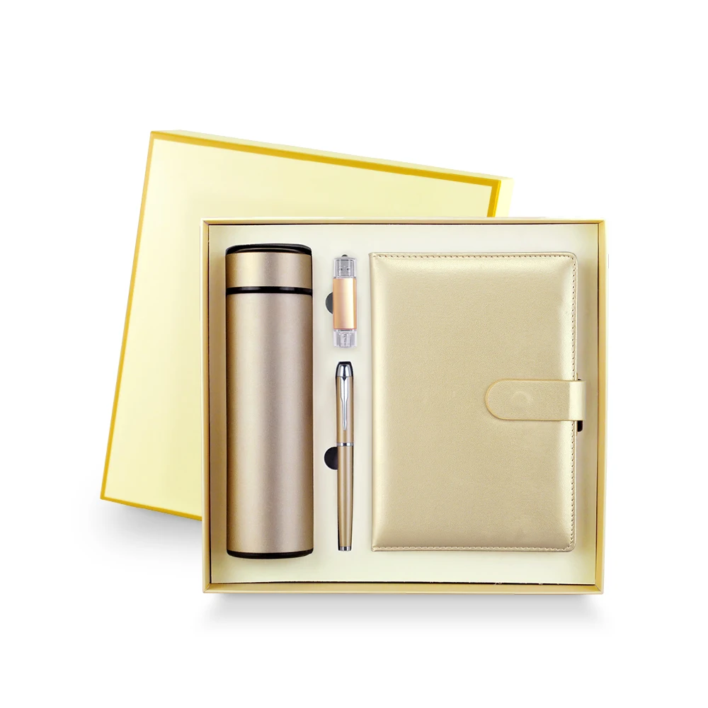 Promo Business Gift Set Notebook Pen Water Bottle USB Drive set Custom Promotional Gift Set