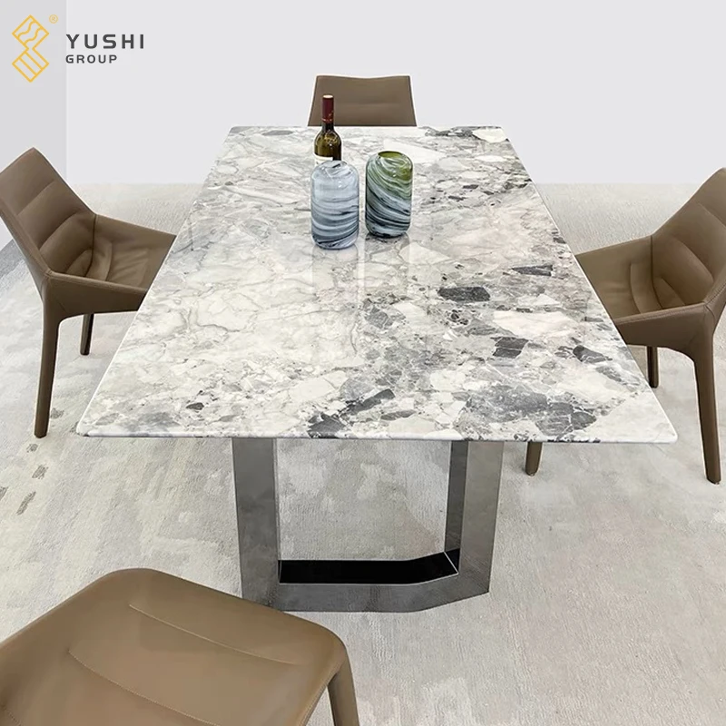 Yushi Group  New Contemporary Furniture Dinning Table Oreo grey Marble Dining Table