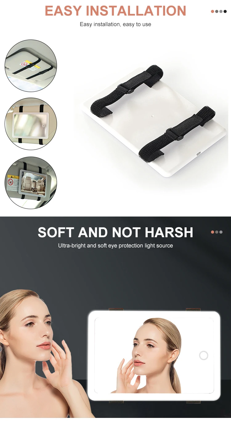 Car Interior Mirror Portable Led Car Makeup Mirror Auto Visor Cosmetic Car Makeup Mirror With Led Lights