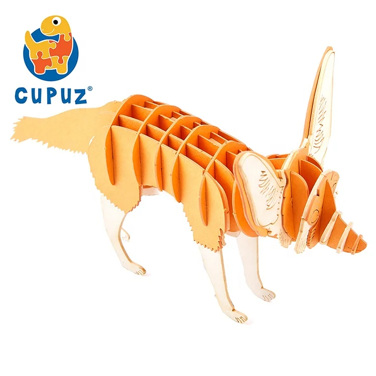 CUPUZ 3D Wild Animals Cardboard Puzzle Toys-Fennec Fox Bat-eared Fox DIY Animal Paper Craft Model Kit