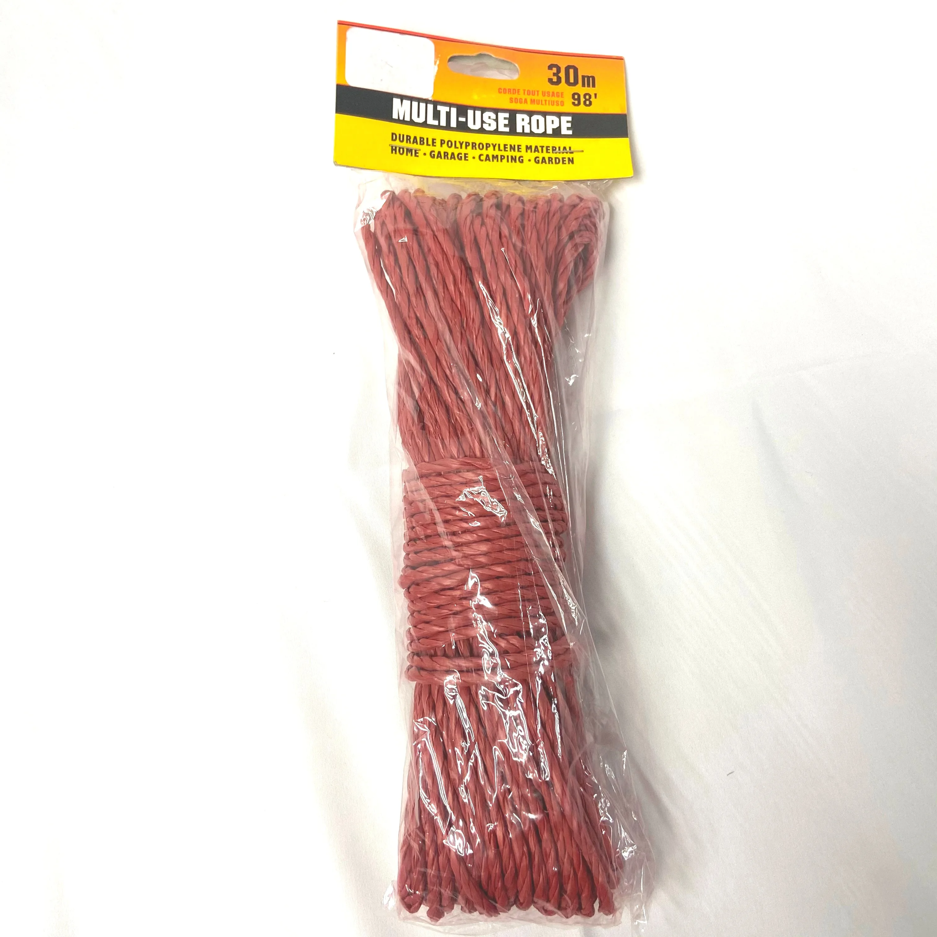 30M High Strength Durable Twisted Red Color Packing Polypropylene Rope