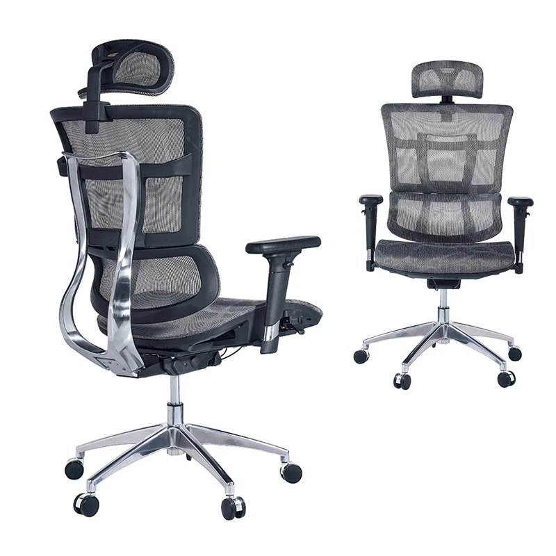 Full High Back Swivel Executive Office Chair Computer Ergonomic Chair Mesh with Headrest Foshan Black Fabric Iron Color Modern