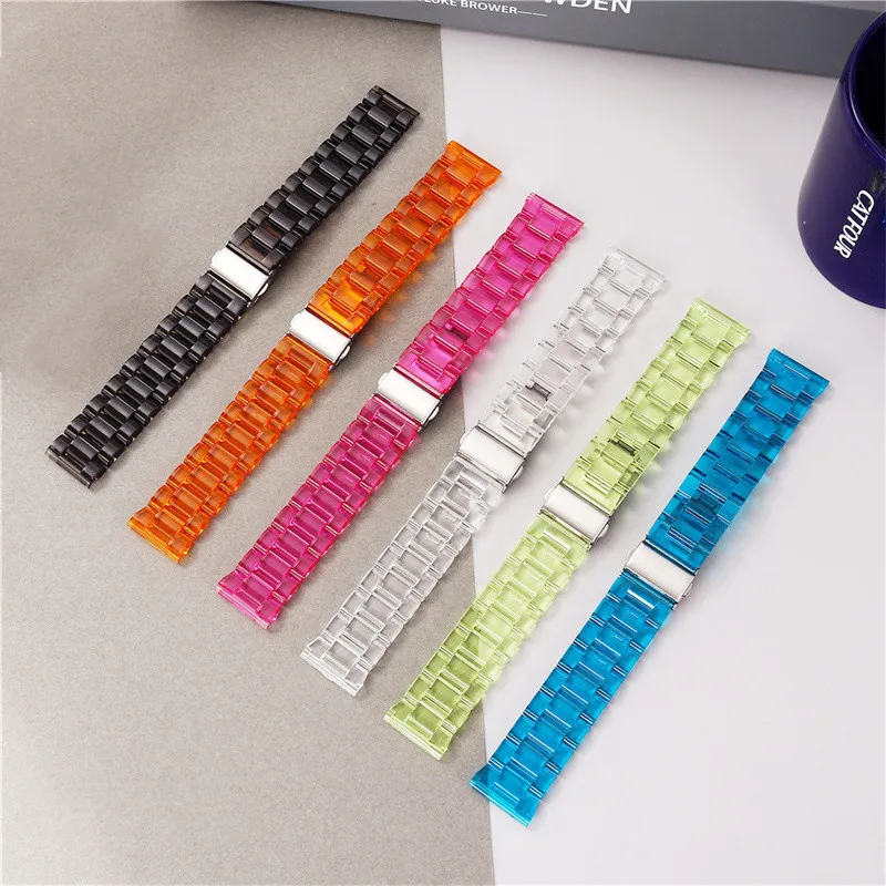 Replacement watch band 20mm 22mm hard pc crystal clear strap for Samsung galaxy watch 4 3 active 2 huawei watch 3 pro garmin